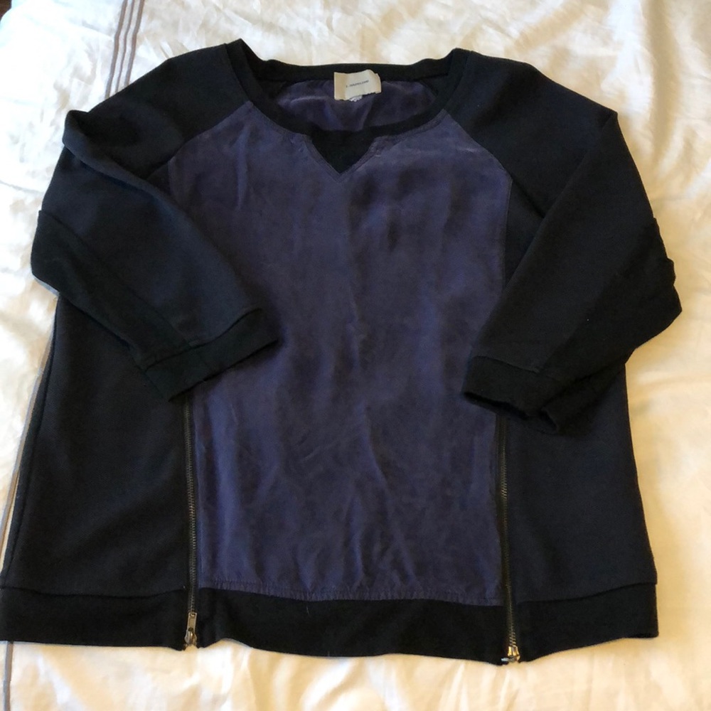 Black & Navy Long Sleeve Top